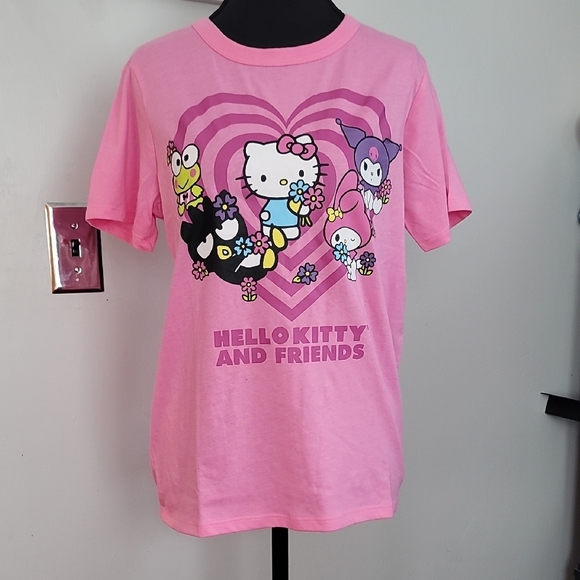 Hello Kitty Tops - Hello Kitty Pink Short Sleeve Tee Heart Graphic